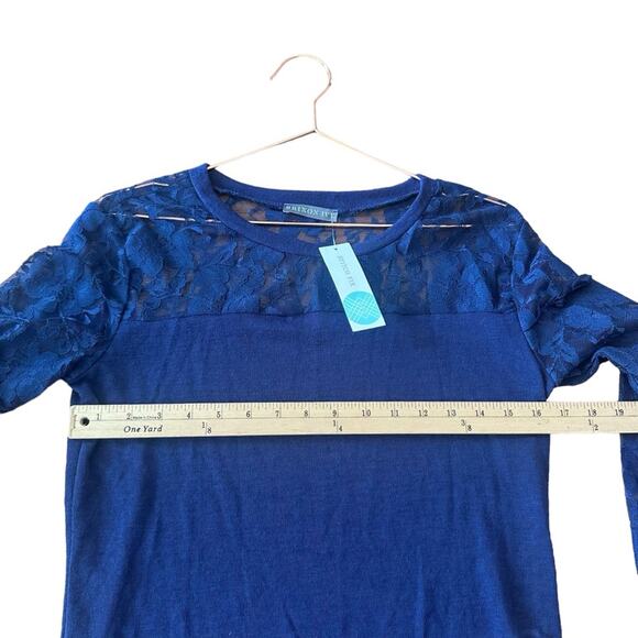 Brixton Ivy navy Blue long sleeve top with lace new with tag size small - Picture 6 of 6